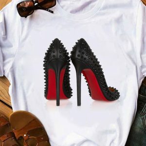 Graphic Studded Heels Print Crew Neck Casual T-shirt, T-shirt & Tees, chicme - Women's Fashion Online