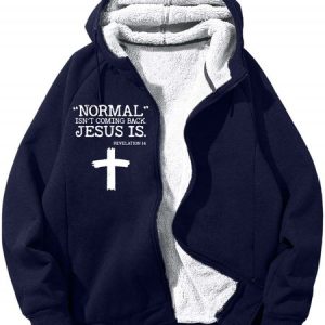 MenвЂ™s Normal IsnвЂ™t Coming Back Jesus Is Hoodie Text Letters Loose Casual Sweatshirt, Hoodies&Sweatshirts, Lilicloth.com