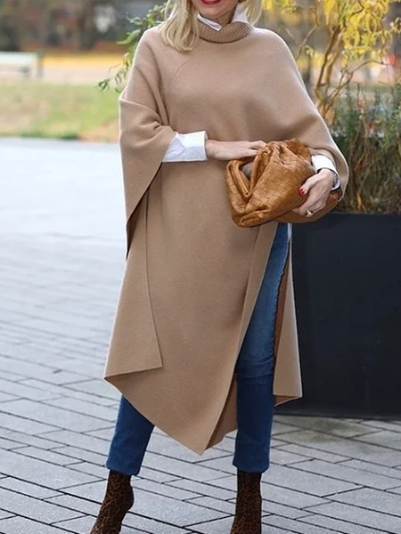 High Elasticity Loose Turtleneck Urban Sweater, Sweaters, color:Khaki|size:XXL, Stylewe