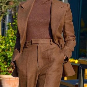 Plain Urban Regular Fit Lapel Collar Blazer, Blazers, color:Brown|size:XXL, Stylewe