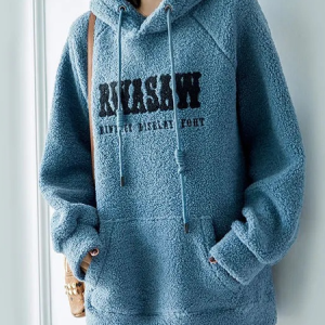 Casual Hoodie Text Letters Hoodie Embroidery, Hoodies & Sweatshirts, color:Blue|size:4XL, Noracora