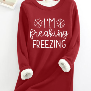 I Am Freaking Freezing Fleece Crew Neck Casual Sweatshirt, Hoodies&Sweatshirts, Lilicloth.com