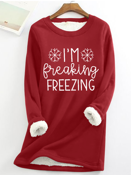 I Am Freaking Freezing Fleece Crew Neck Casual Sweatshirt, Hoodies&Sweatshirts, Lilicloth.com
