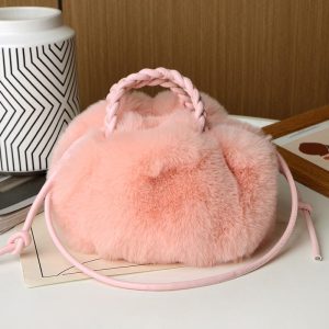 Fluffy Braided Top Handle Magnetic Shoulder Bag, Bags, chicme - Women's Fashion Online
