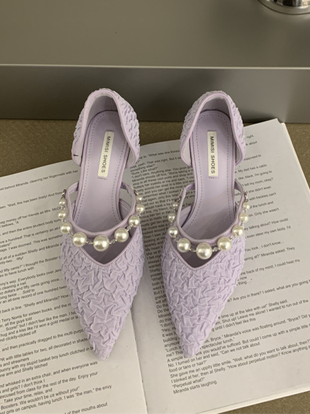 Simple Plain Pu All Season Flat, Flats, color:Purple|size:40, Stylewe