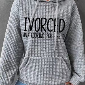 Divorced Simple Cotton-Blend Hoodie, Hoodies&Sweatshirts, Lilicloth.com