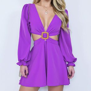 Plunge Tied Detail Backless Romper, Rompers, chicme - Women's Fashion Online