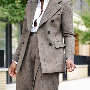 Lapel Collar Regular Fit Plaid Urban Blazer, Blazers, color:As Picture|size:XXL, Stylewe