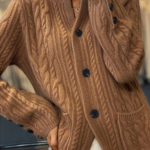 Women Wool/Knitting Plain Long Sleeve Comfy Casual Cardigan, Cardigans, color:Coffee|size:M, Noracora
