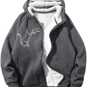 MenвЂ™s Cat And People Animal Pattern Casual Loose Sweatshirt, Hoodies&Sweatshirts, Lilicloth.com