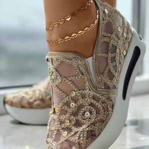 Sequin Slip On Muffin Sneakers, Sneakers, chicme - Women's Fashion Online