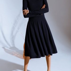 Turtleneck Elegant Plain Regular Fit Dress, Midi Dresses, color:Dark Blue|size:XXL, Stylewe