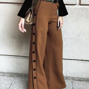 Color Block Regular Fit Urban Fashion Pants, Pants, color:Brown|size:XXL, Stylewe