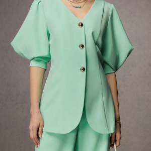 Plain Regular Fit Urban V Neck Blazer, Blazers, color:As Picture|size:XXL, Stylewe