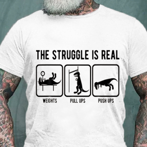 Men's The Struggle Is Real Cotton Crew Neck Casual Loose T-Shirt, T-shirts, Lilicloth.com