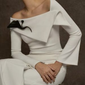 Regular Fit Elegant Shirt (No Brooch), Blouses and Shirts, color:Off White|size:XXL, Stylewe