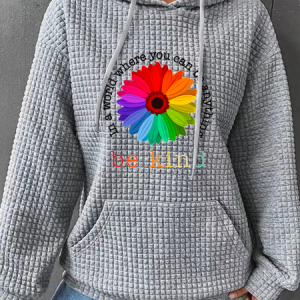 Women‘s Daisy In A World Where You Can Be Anything Be Kind Vintage Simple Loose Hoodie, Hoodies&Sweatshirts, Lilicloth.com