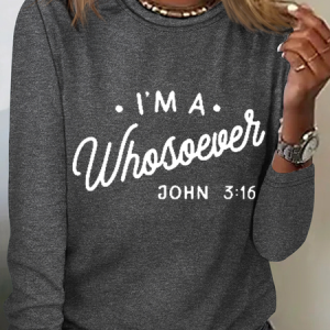 Jesus Has My Back, Blessed The Best Faith Clothing Simple Cotton-Blend Text Letters Long Sleeve Shirt, Long sleeves, Lilicloth.com