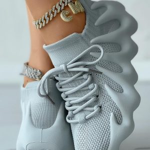 Lace Up Plain Platform Sneakers, Sneakers, chicme - Women's Fashion Online