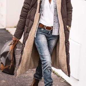 Women's Winter Hoodie Thicken H-Line Padded Jacket Coat, Coats, color:Coffee|size:3XL, Noracora
