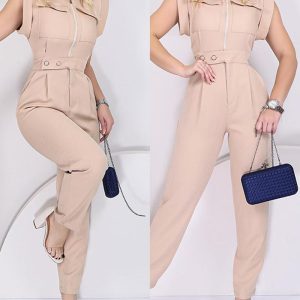 Zipper Pocket Design Sleeveless Jumpsuit, Jumpsuits, chicme - Women's Fashion Online