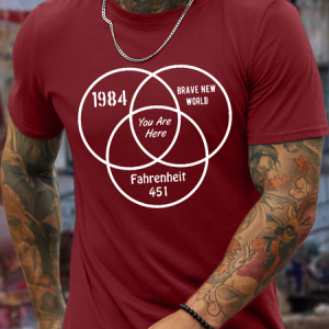 Men's Funny Saying You Are Here Cotton Casual Loose T-Shirt, T-shirts, Lilicloth.com