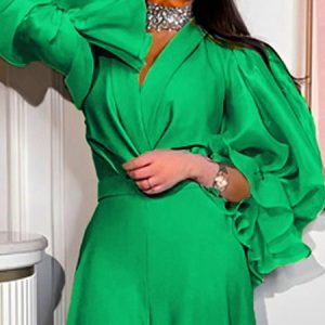 Regular Fit Cross Neck Elegant Plain Shirt, Blouses and Shirts, color:Green|size:XXL, Stylewe