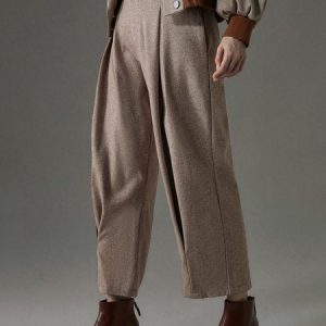 Herringbone Urban Loose Fashion Pants, Pants, color:Brown|size:XXL, Stylewe