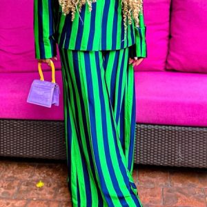 Striped Regular Fit Urban Fashion Pants, Pants, color:Green|size:XXL, Stylewe