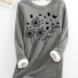 WomenвЂs Scatter Kindness Dandelion Butterflies Warmth Fleece Sweatshirt, Hoodies&Sweatshirts, Lilicloth.com