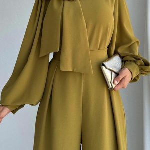 Plain Stand Collar Regular Fit Urban Blouse, Blouses and Shirts, color:Yellow|size:XXL, Stylewe