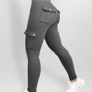 Pocket Design Butt Lifting Active Pants, Active Pants, chicme - Women's Fashion Online