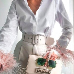 Shirt Collar Loose Urban Long Sleeve Blouse, Blouses and Shirts, color:White|size:XXL, Stylewe