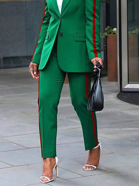 Color Block Regular Fit Urban Fashion Pants, Pants, color:Green|size:XXL, Stylewe