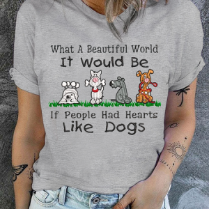 Women's Love Dogs Cotton Casual T-Shirt, T-shirts, Lilicloth.com