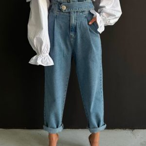 Urban Plain Regular Fit Denim Jeans, Jeans, color:Denim Blue|size:XXL, Stylewe
