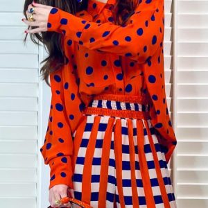 Urban Polka Dots Loose Long Sleeve Blouse, Blouses and Shirts, color:As Picture|size:XXL, Stylewe