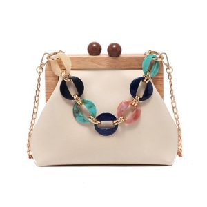 Detachable Chain Clip Clutch Bag Chain Crossbody Bag, Bags, color:White|size:One-size, Stylewe