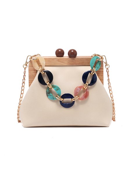 Detachable Chain Clip Clutch Bag Chain Crossbody Bag, Bags, color:White|size:One-size, Stylewe