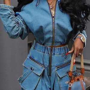 Long Sleeve Regular Fit Casual Denim Denim Jacket, Denim Jackets, color:Blue|size:XXL, Stylewe