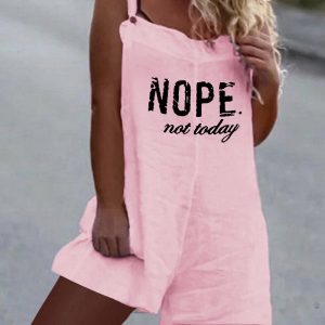 Nope Not Today Print Casual Suspender Romper, Rompers, chicme - Women's Fashion Online