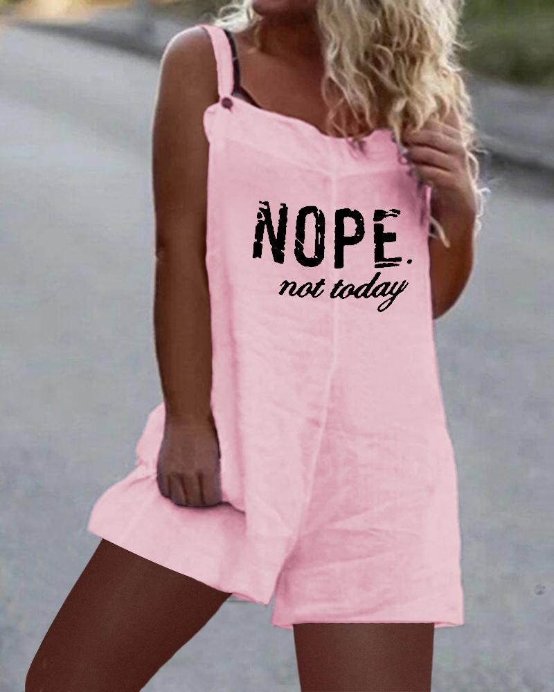 Nope Not Today Print Casual Suspender Romper, Rompers, chicme - Women's Fashion Online