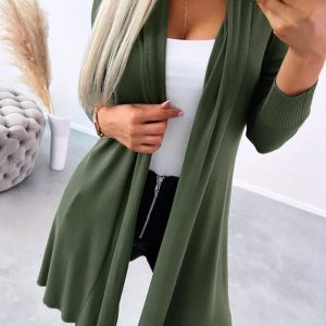 Open Front Long Sleeve Knit Cardigan, Sweaters & Cardigans, chicme - Women's Fashion Online