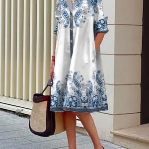 Buckle Urban Loose Shirt Dress, Midi Dresses, color:As Picture|size:XXL, Stylewe