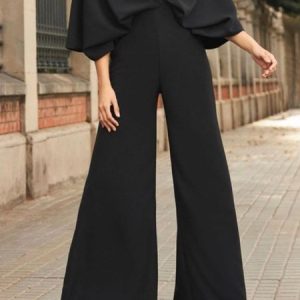 Urban Regular Fit Plain Fashion Pants, Pants, color:Black|size:XXL, Stylewe