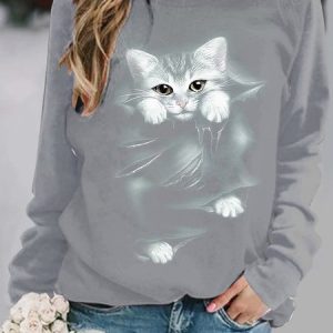 Casual Animal White Sweatshirt, Hoodies&Sweatshirts, Lilicloth.com