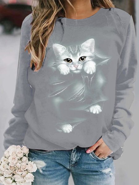 Casual Animal White Sweatshirt, Hoodies&Sweatshirts, Lilicloth.com