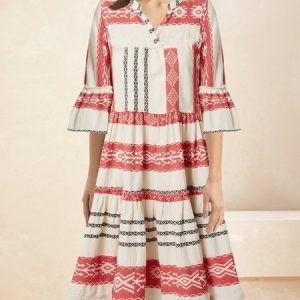 Women Ethnic Shirt Collar Half Sleeve Comfy Vacation Short Dress, Dresses, color:Multicolor|size:XXL, Noracora