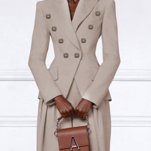 Plain Lapel Collar Regular Fit Urban Blazer, Blazers, color:As Picture|size:XXL, Stylewe