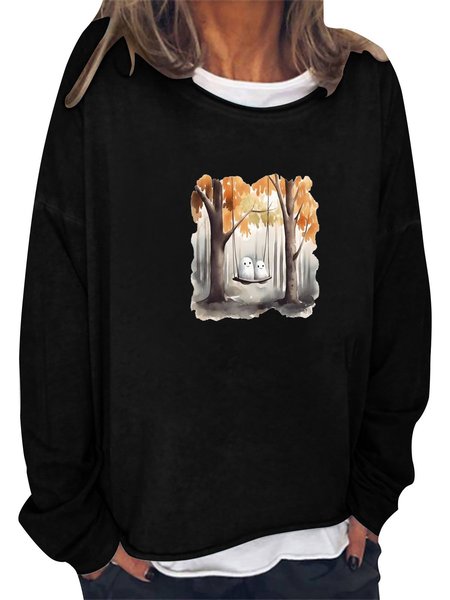 Casual Abstract Crew Neck Sweatshirt, Hoodies&Sweatshirts, Lilicloth.com